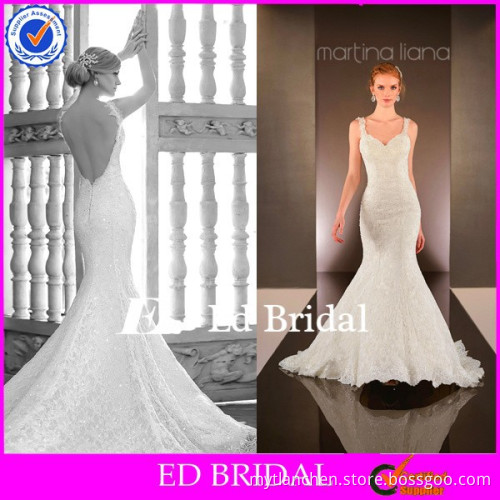 MG39 Romance White Sweetheart Spaghetti Straps Sexy Backless Slim Fit Fish Style Wedding Dress